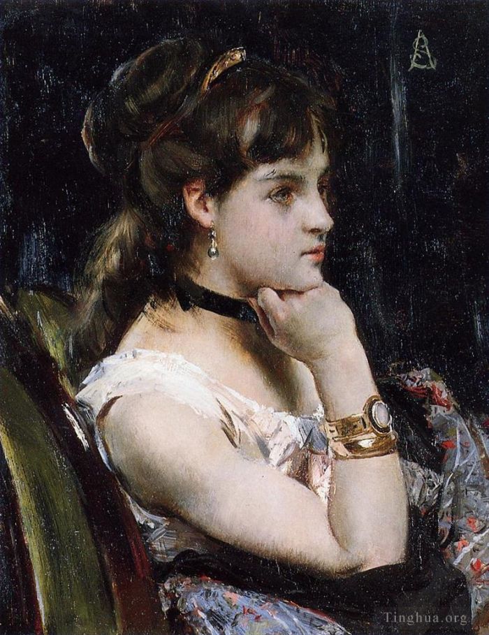 Alfred Émile Léopold Stevens Ölgemälde - Frau trägt ein Armband