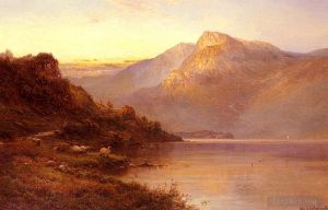 Alfred de Breanski Werk - Sonnenuntergang am Loch