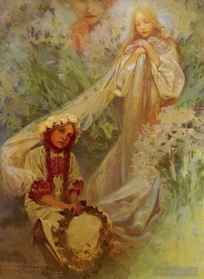 Alfons Mucha Ölgemälde - Maria Madonna der Lilien