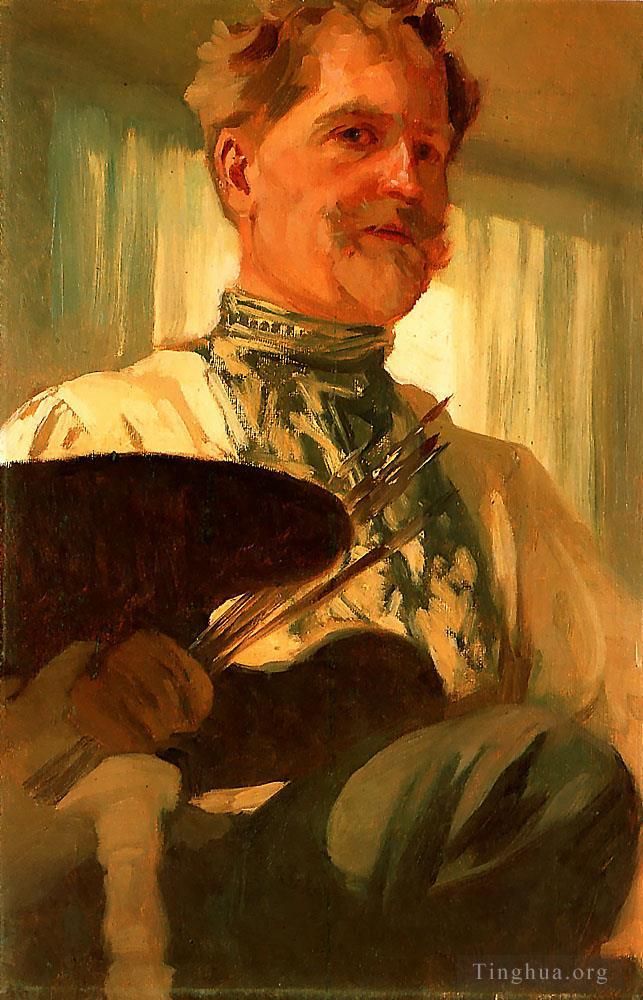 Alfons Mucha Ölgemälde - Selbstporträt 1907
