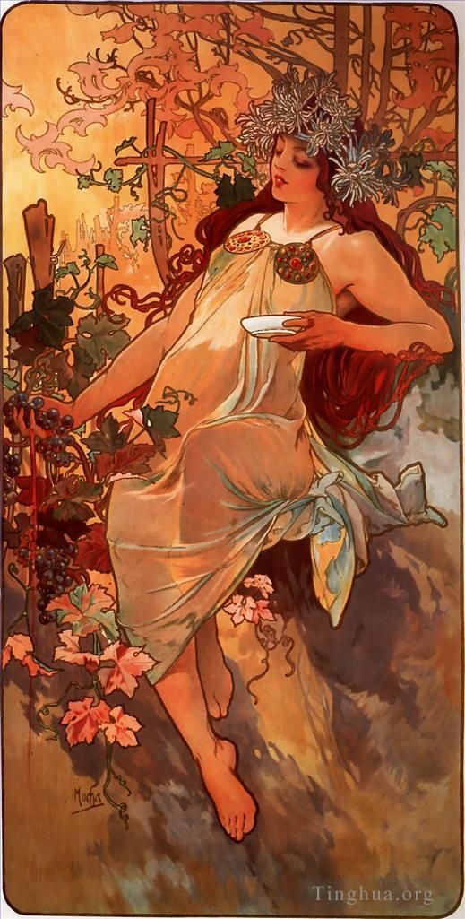 Alfons Mucha Andere Malerei - Herbsttafel 1896