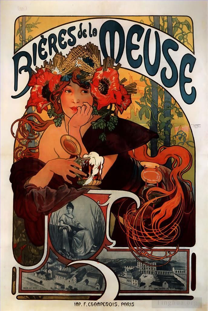 Alfons Mucha Andere Malerei - Bieres de la Meuse 1897