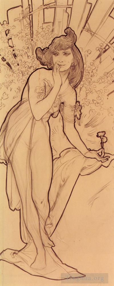 Alfons Mucha Andere Malerei - Nelke
