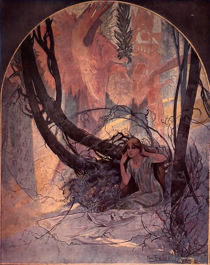 Alfons Mucha Andere Malerei - Osterglocken erwecken die Natur, 1896-Druck