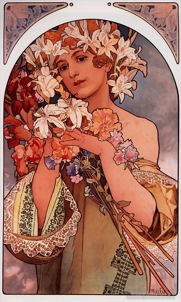 Alfons Mucha Andere Malerei - Blume 189litho