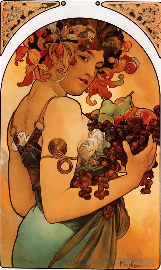 Alfons Mucha Andere Malerei - Obst 189litho