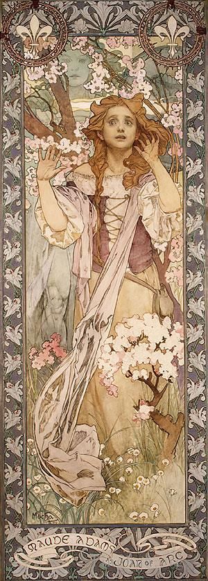 Alfons Mucha Andere Malerei - Maud Adams als Jeanne d'Arc