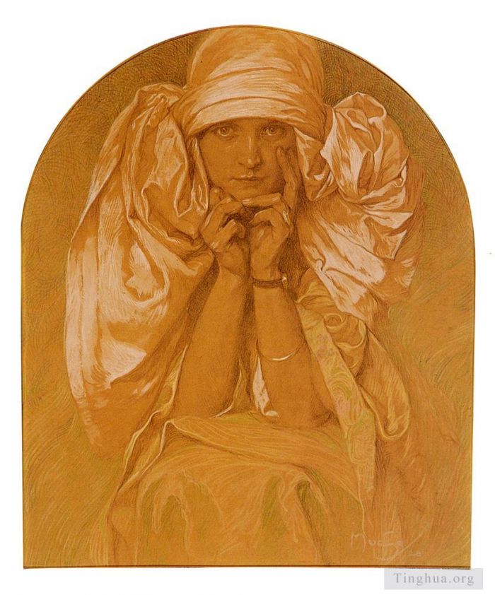 Alfons Mucha Andere Malerei - Porträt der Tochter des Künstlers Jaroslava