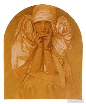 Alfons Mucha Werk - Porträt der Tochter des Künstlers Jaroslava