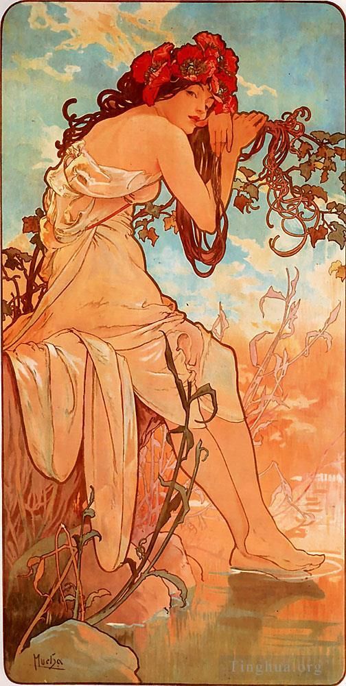 Alfons Mucha Andere Malerei - Sommertafel 1896