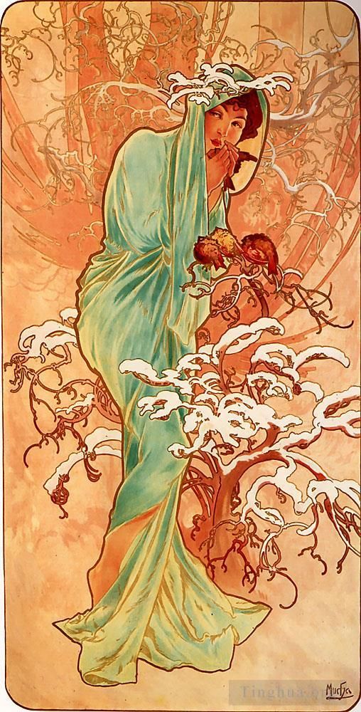 Alfons Mucha Andere Malerei - Tafel Winter 1896