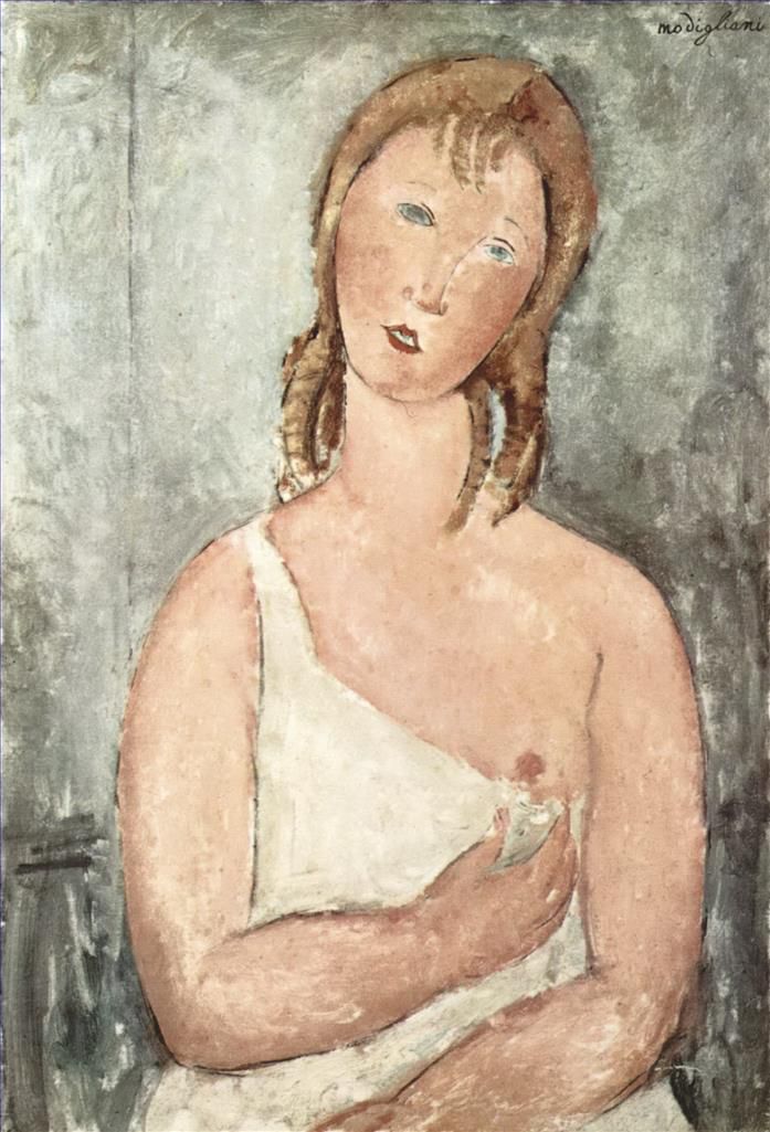 Amedeo Modigliani Ölgemälde - Mädchen im Hemd rothaariges Mädchen 1918