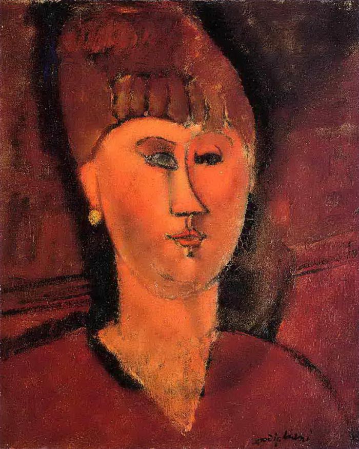 Amedeo Modigliani Ölgemälde - Kopf einer rothaarigen Frau 1915