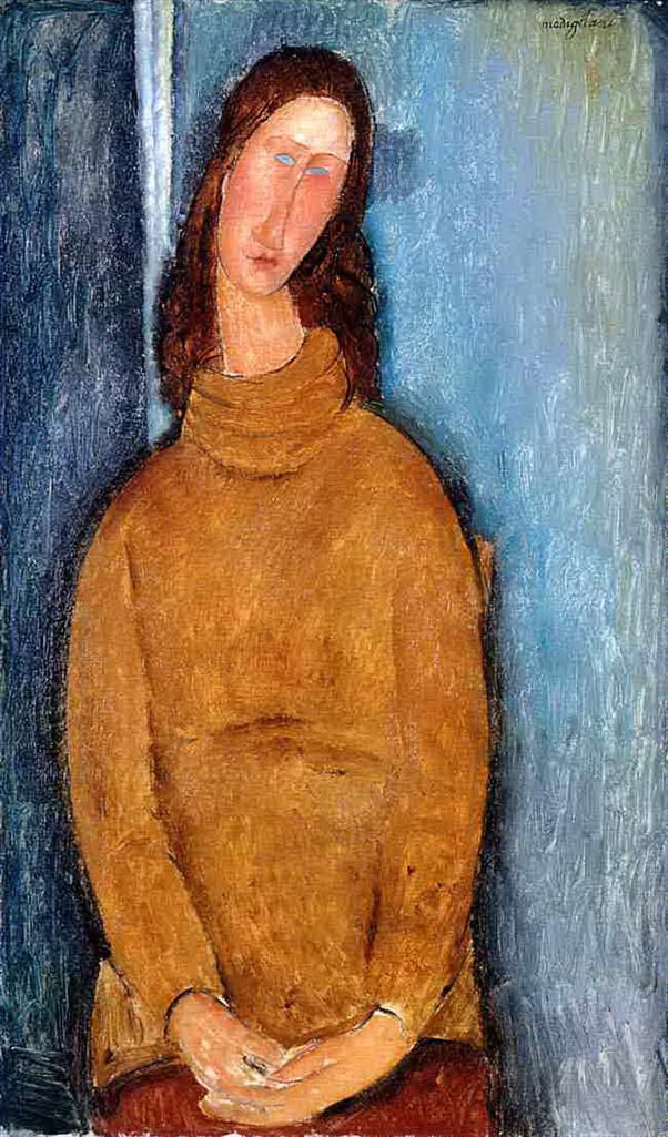 Amedeo Modigliani Ölgemälde - Jeanne Hebuterne in einem gelben Pullover 1919