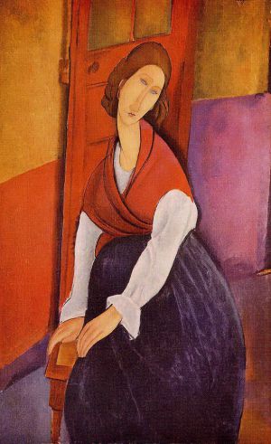 Amedeo Modigliani Werk - Jeanne Hébuterne vor einer Tür, 1919