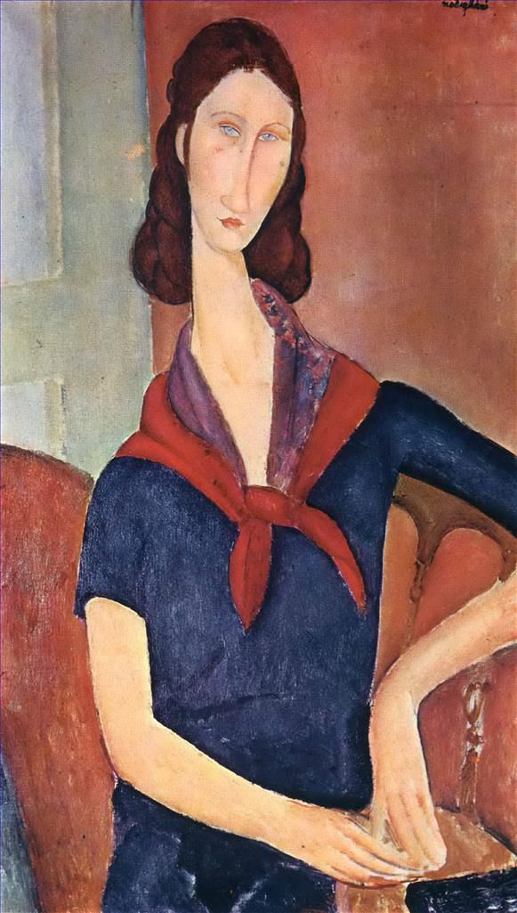 Amedeo Modigliani Ölgemälde - Jeanne Hébuterne mit einem Schal 1919