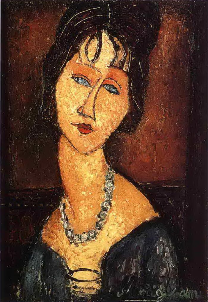 Amedeo Modigliani Ölgemälde - Jeanne Hébuterne mit Halskette 1917
