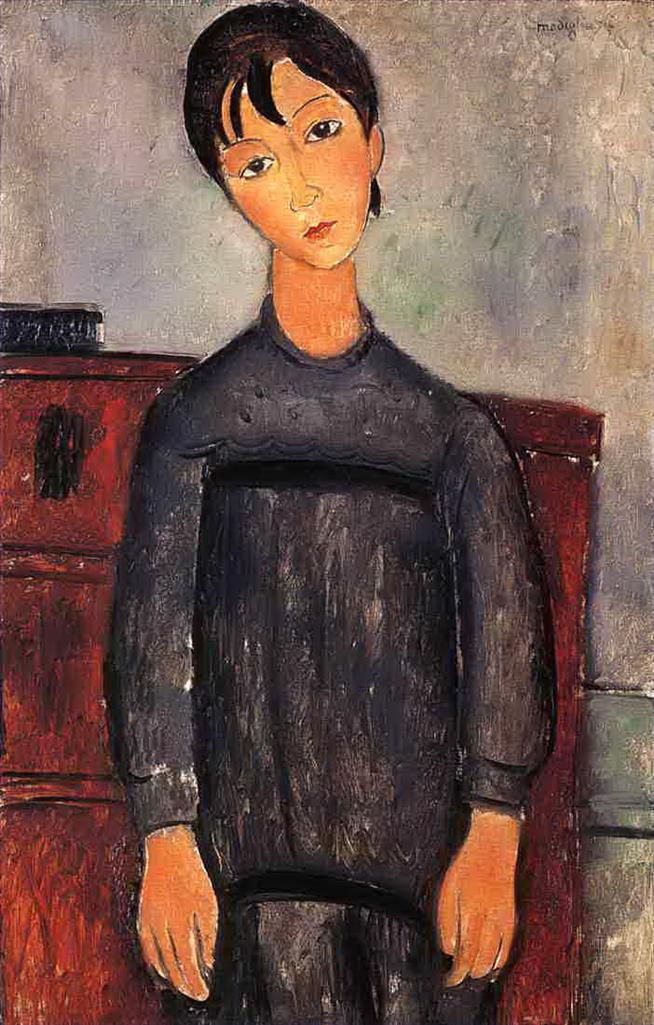 Amedeo Modigliani Ölgemälde - kleines Mädchen in schwarzer Schürze 1918