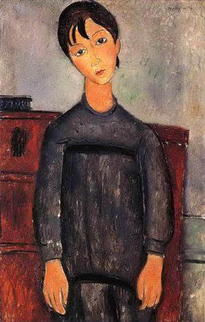 Amedeo Modigliani Werk - kleines Mädchen in schwarzer Schürze 1918