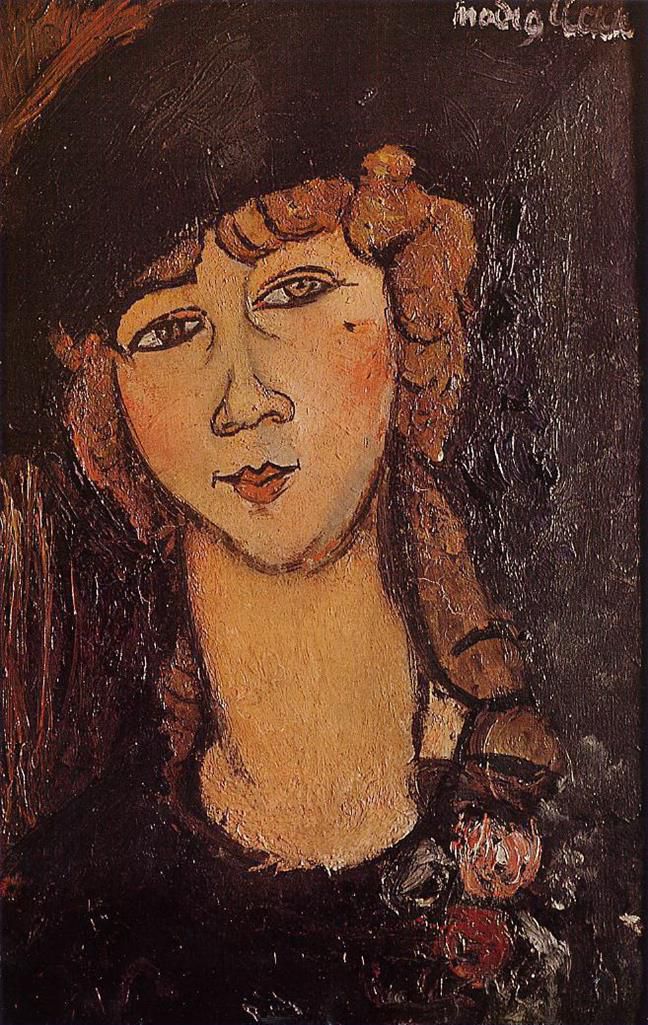 Amedeo Modigliani Ölgemälde - Lolotte-Kopf einer Frau mit Hut