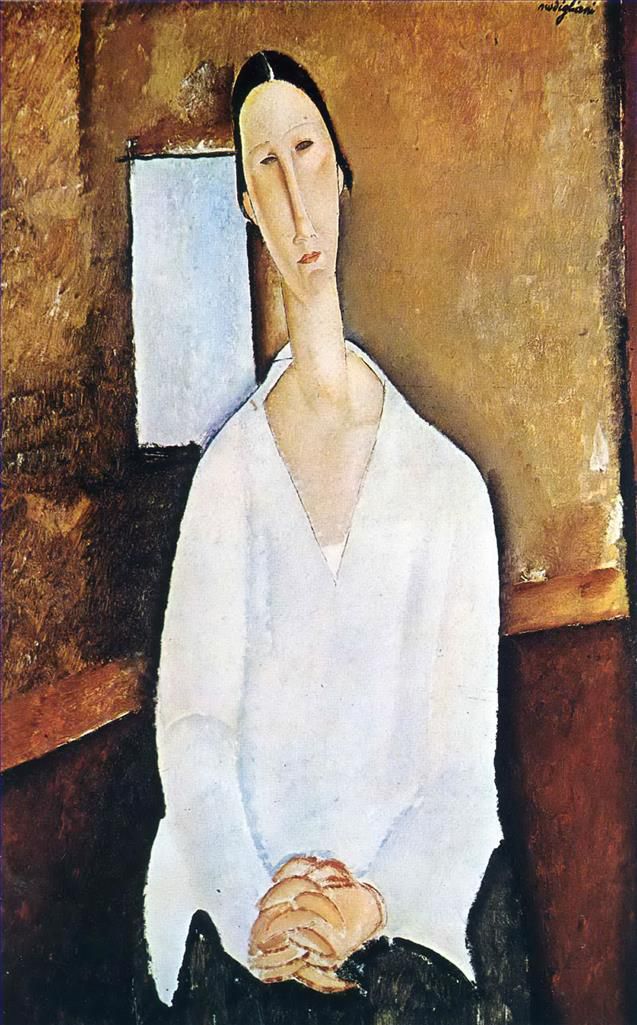 Amedeo Modigliani Ölgemälde - Madame Zborowska mit gefalteten Händen