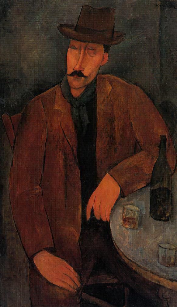 Amedeo Modigliani Ölgemälde - Mann mit einem Glas Wein