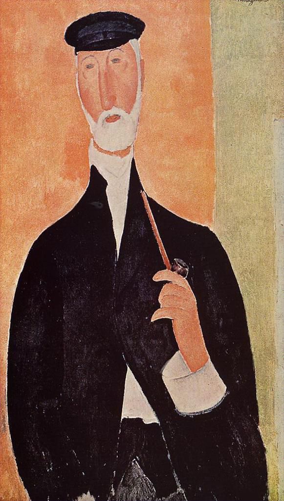 Amedeo Modigliani Ölgemälde - Mann mit Pfeife, der Notar von Nizza 1918