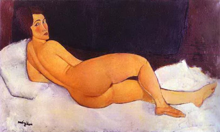 Amedeo Modigliani Ölgemälde - Akt, der über ihre rechte Schulter blickt, 1917