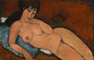 Amedeo Modigliani Werk - Akt auf blauem Kissen