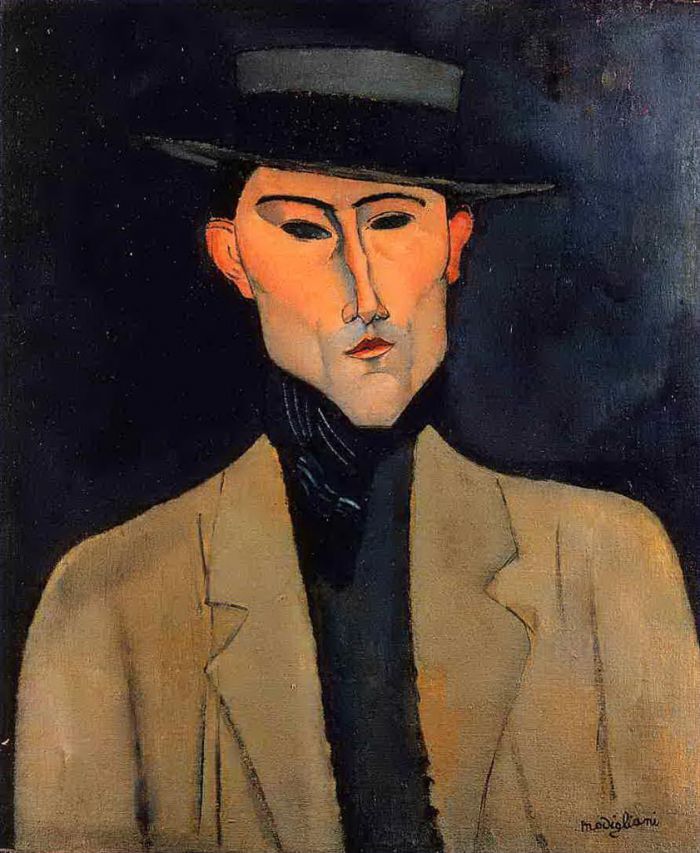 Amedeo Modigliani Ölgemälde - Porträt eines Mannes mit Hut Jose Pacheco