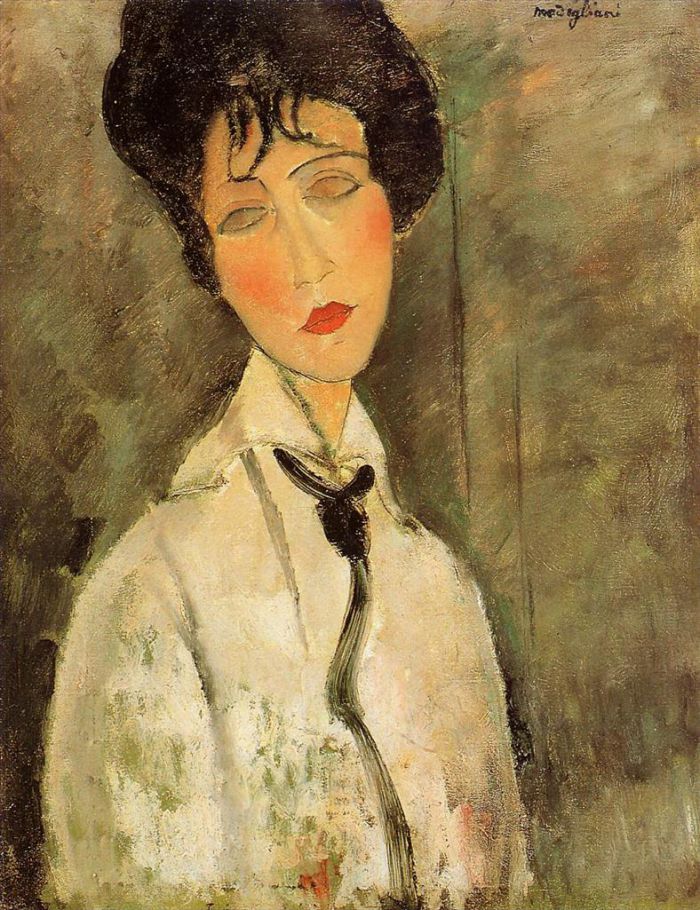 Amedeo Modigliani Ölgemälde - Porträt einer Frau in schwarzer Krawatte, 1917