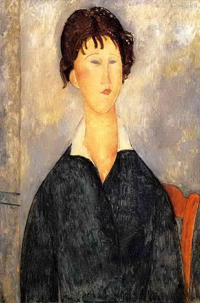 Amedeo Modigliani Ölgemälde - Porträt einer Frau mit weißem Kragen, 1919