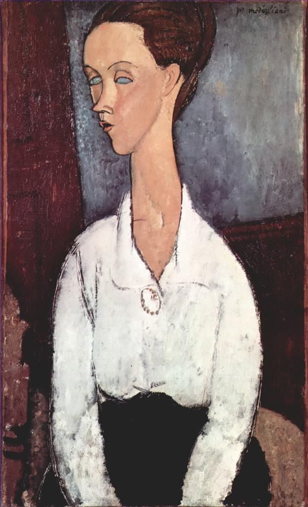 Amedeo Modigliani Ölgemälde - Porträt von Lunia Czechowska in weißer Bluse 1917