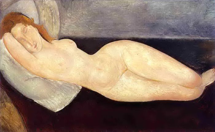 Amedeo Modigliani Ölgemälde - liegender Akt, den Kopf auf den rechten Arm gestützt, 1919