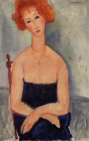 Amedeo Modigliani Werk - Rothaarige Frau mit Anhänger, 1918