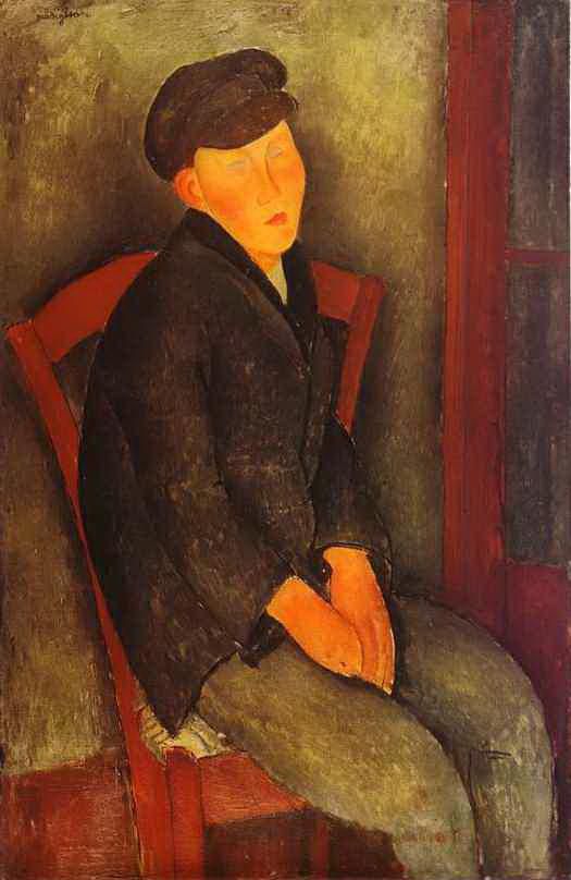 Amedeo Modigliani Ölgemälde - sitzender Junge mit Mütze 1918