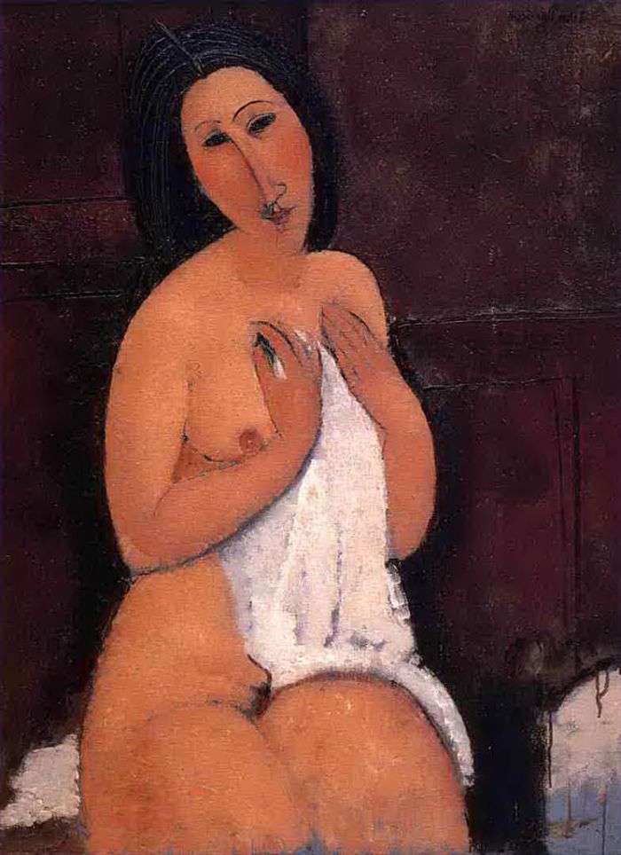 Amedeo Modigliani Ölgemälde - sitzender Akt mit Hemd 1917