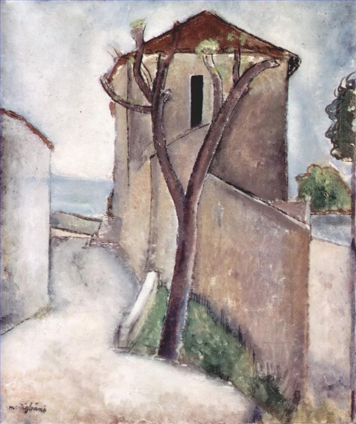 Amedeo Modigliani Ölgemälde - Baum und Haus 1919