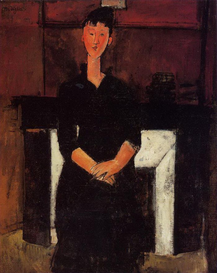 Amedeo Modigliani Ölgemälde - Frau sitzt am Kamin, 1915