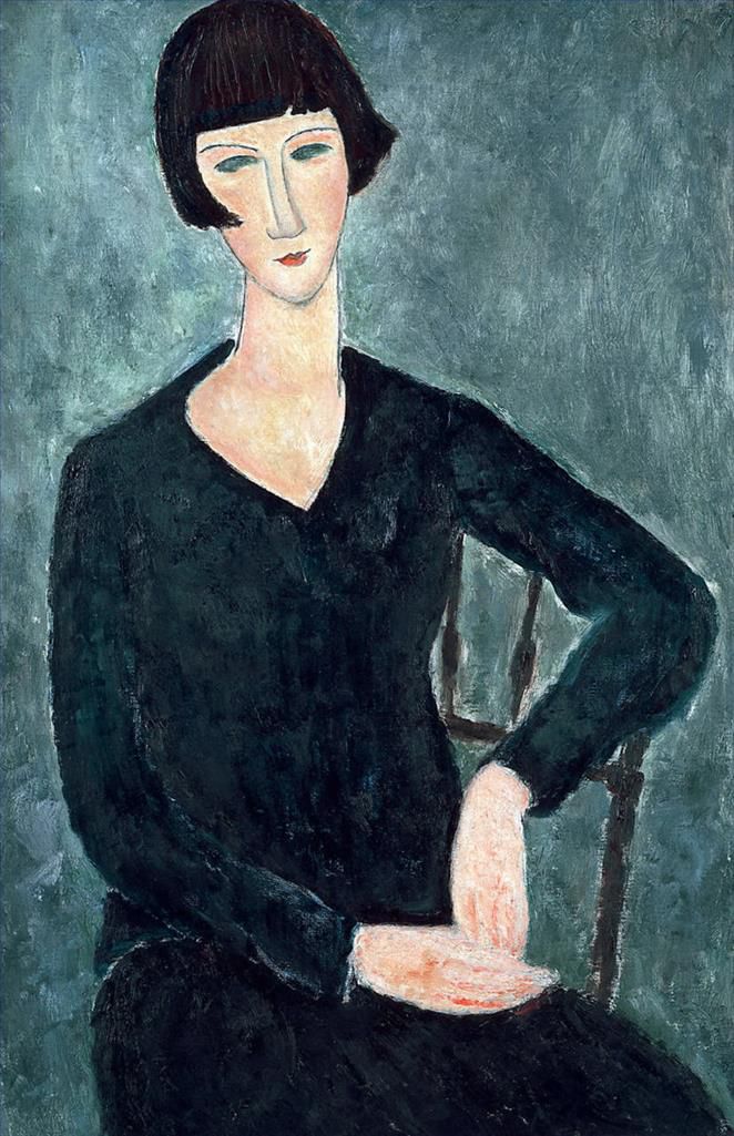 Amedeo Modigliani Ölgemälde - Frau sitzt im blauen Kleid