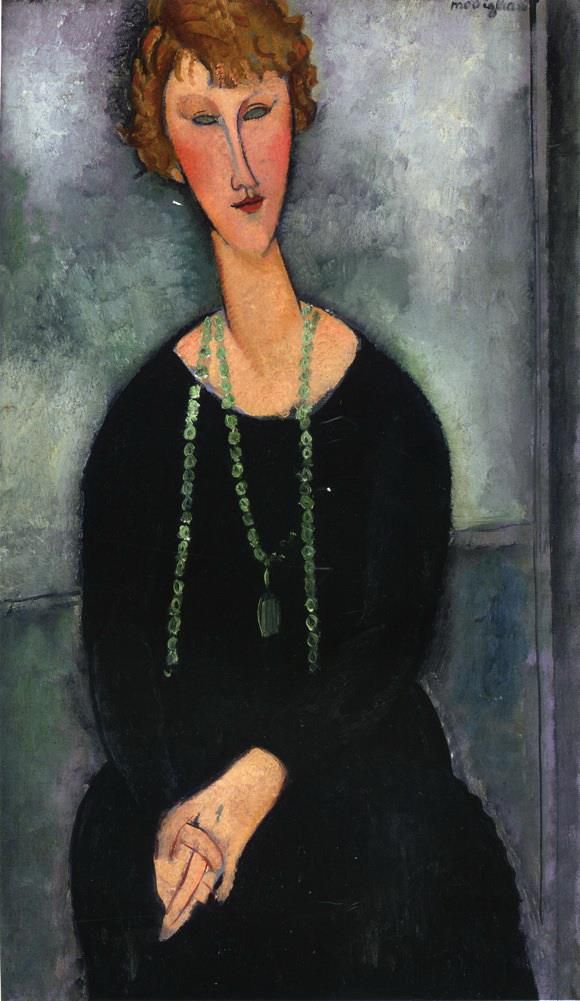Amedeo Modigliani Ölgemälde - Frau mit grüner Halskette Madame Menier 1918