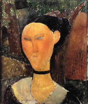 Amedeo Modigliani Werk - Frau mit Samtband am schwarzen Rand 1915