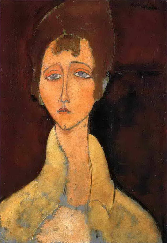 Amedeo Modigliani Ölgemälde - Frau mit weißem Kittel 1917