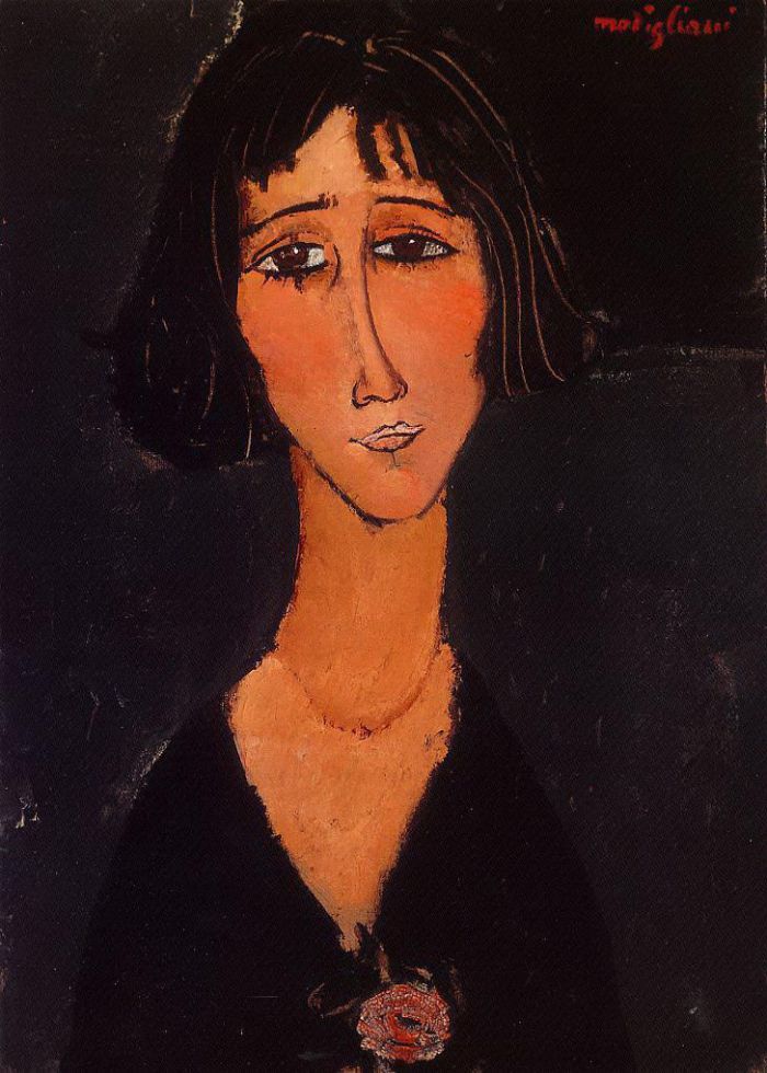 Amedeo Modigliani Ölgemälde - junges Mädchen mit Rose 1916