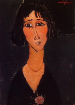 Amedeo Modigliani Werk - junges Mädchen mit Rose 1916