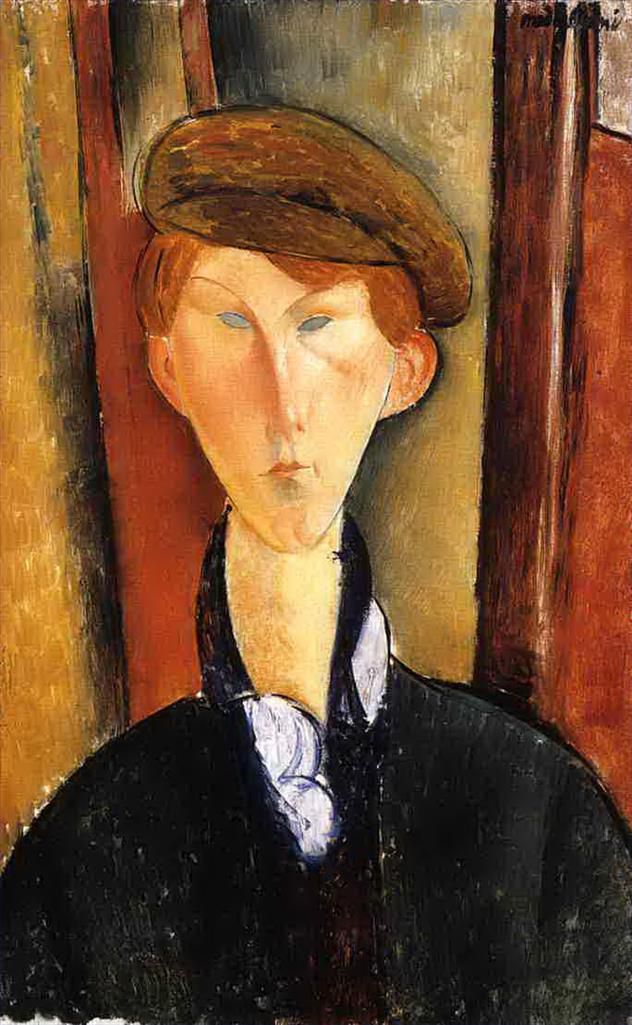 Amedeo Modigliani Ölgemälde - junger Mann mit Mütze 1919