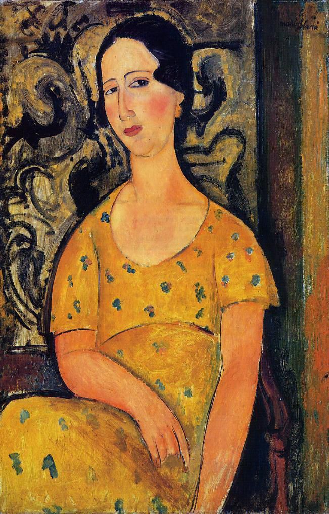 Amedeo Modigliani Ölgemälde - junge Frau in einem gelben Kleid Madame Modot 1918