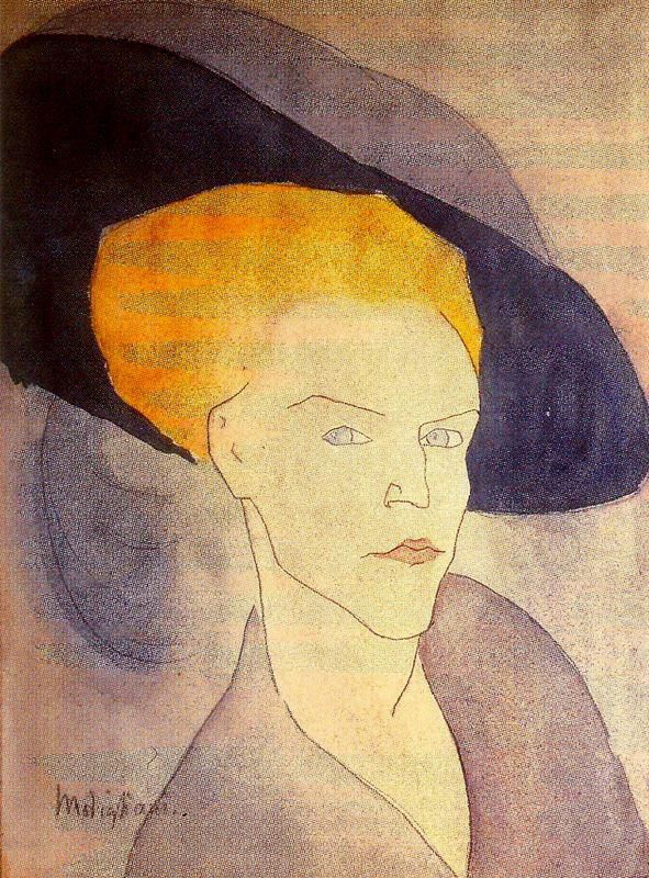 Amedeo Modigliani Andere Malerei - Kopf einer Frau mit Hut 1907