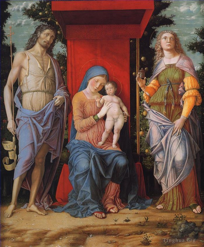 Andrea Mantegna Ölgemälde - Jungfrau und Kind mit Magdalena und Johannes dem Täufer