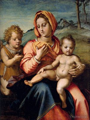 Andrea del Sarto Werk - Madonna und Kind mit dem Johannesknaben in einer Landschaft
